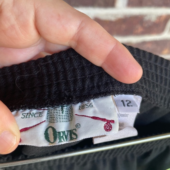 Ladies Vintage Black Orvis Elastic Waist Pull On Skirt With Pockets Size 12 - Picture 7 of 7